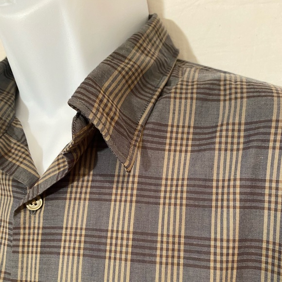 JOHN VARVATOS USA Men’s Plaid Button Down Shirt Sz L - Picture 3 of 5